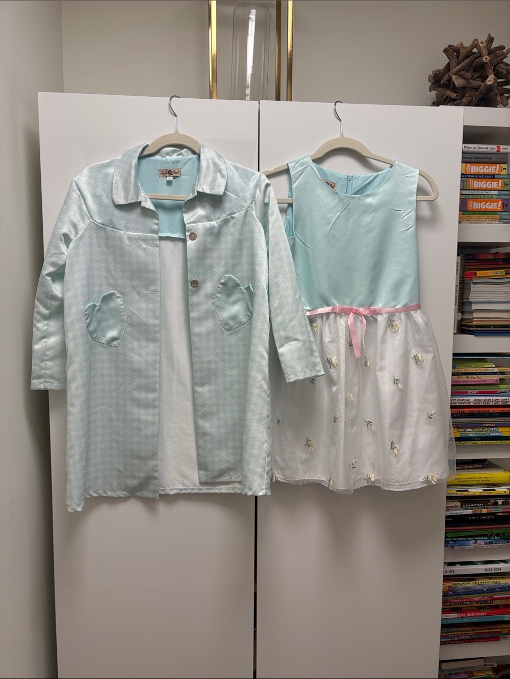 Girls Light Mint Satin Dress & Robe Set - Brand: